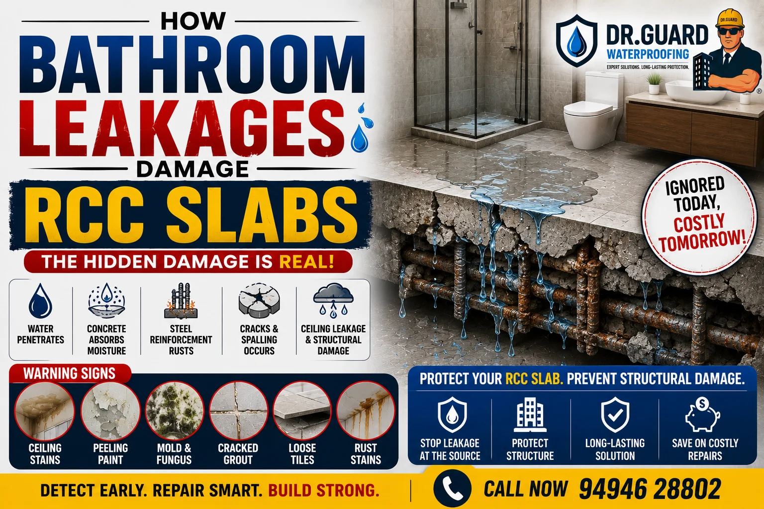 How Bathroom Leakages Damage RCC Slabs